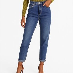 Topshop moto Mom Jeans Women 28 High Rise mid blue Wash Tapered Denim